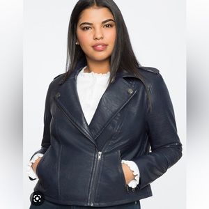 Eloquii navy faux leather moto jacket